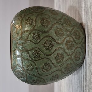 Enameled Green Brass Vase